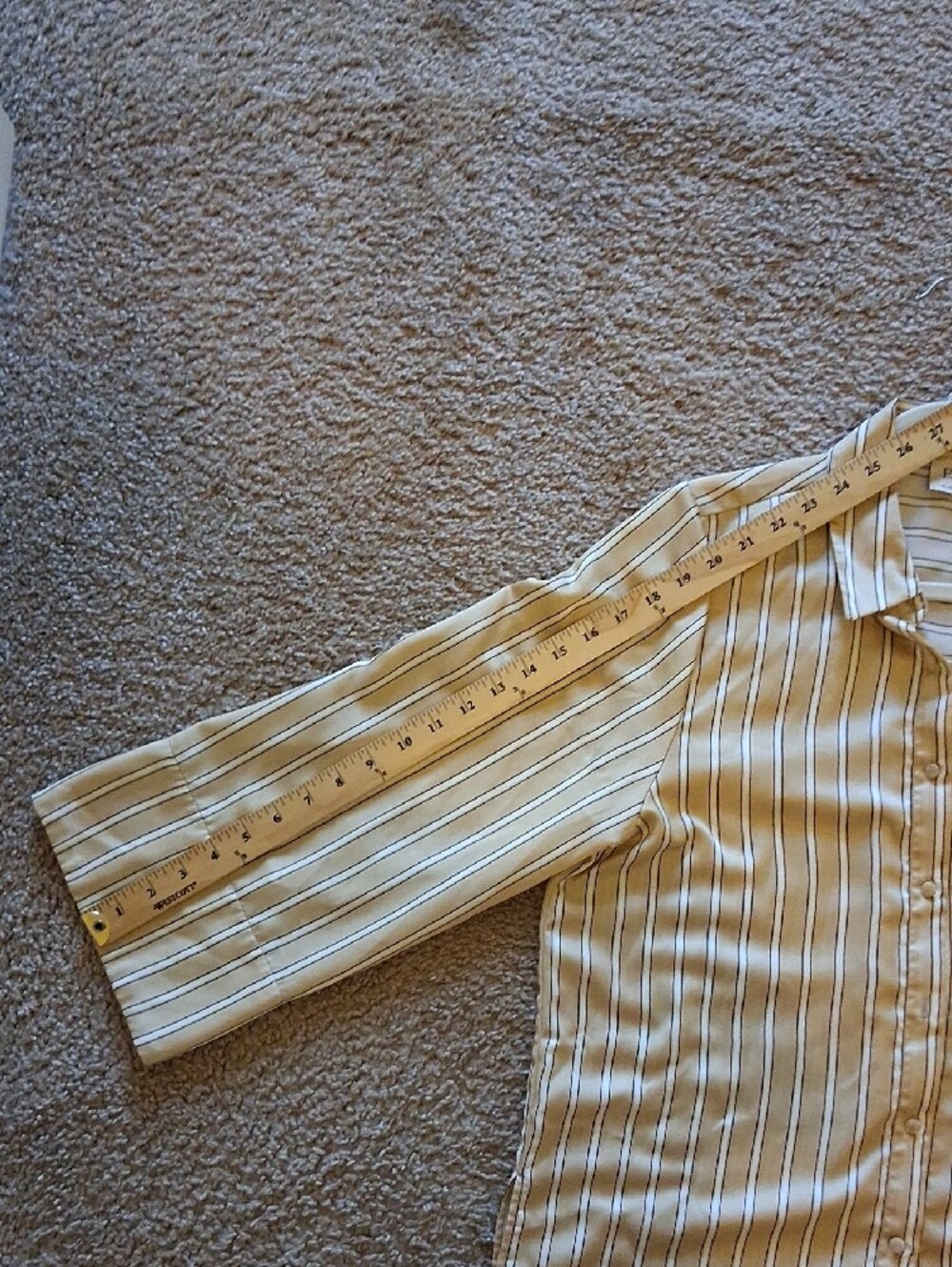 Elie Tahari Cream and Navy Striped Button-Down Blouse - Picture 7 of 8